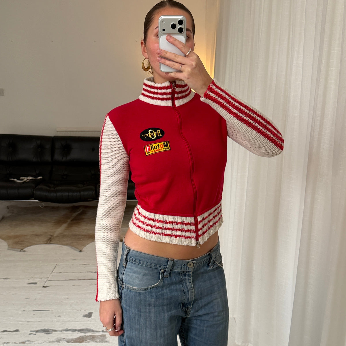 90s Knit Double Zip Moto Jumper