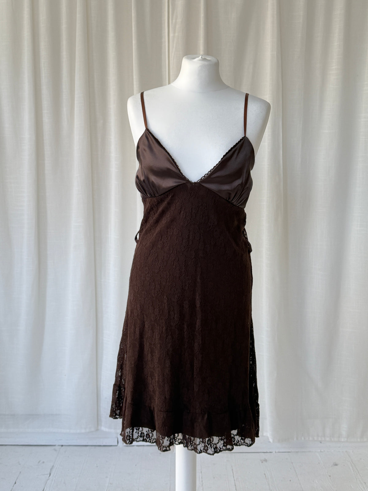 Italian Vintage Brown Lace Mini Dress