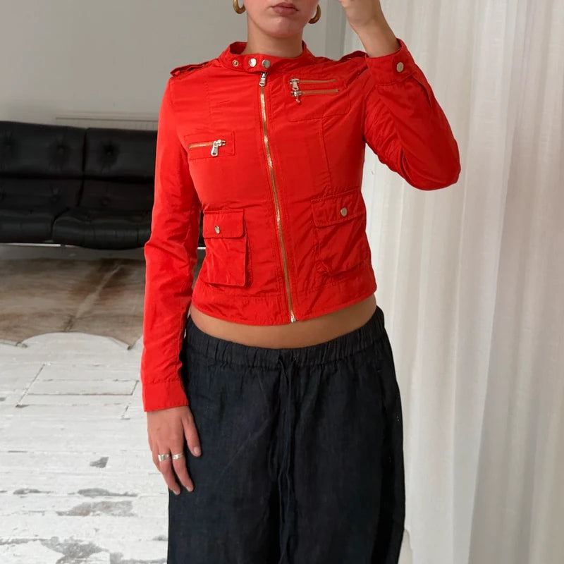 Bright Red Utility Jacket