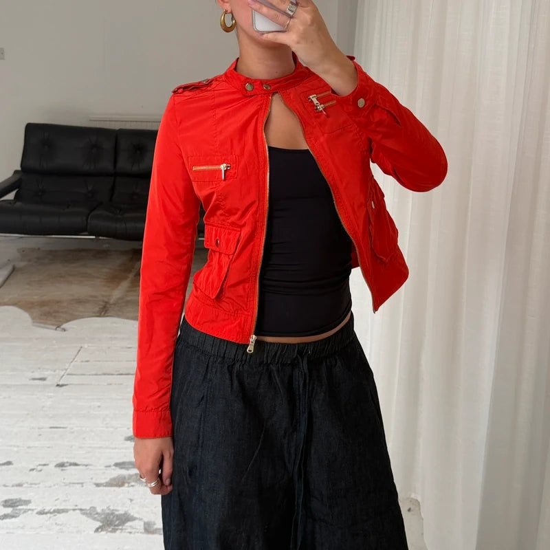 Bright Red Utility Jacket