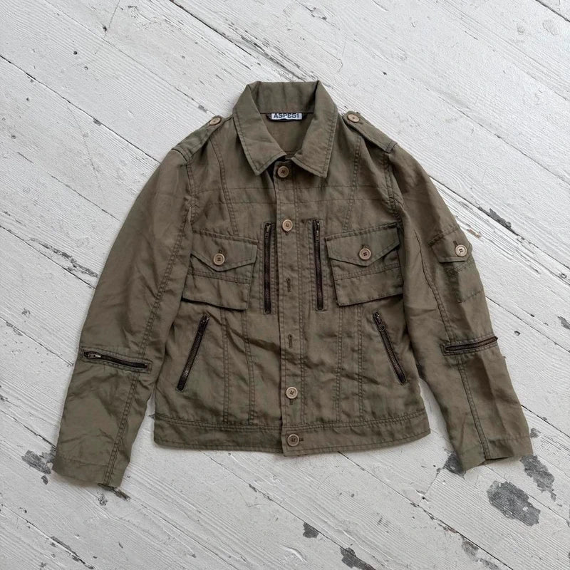 Aspesi Khaki Utility Cargo Jacket