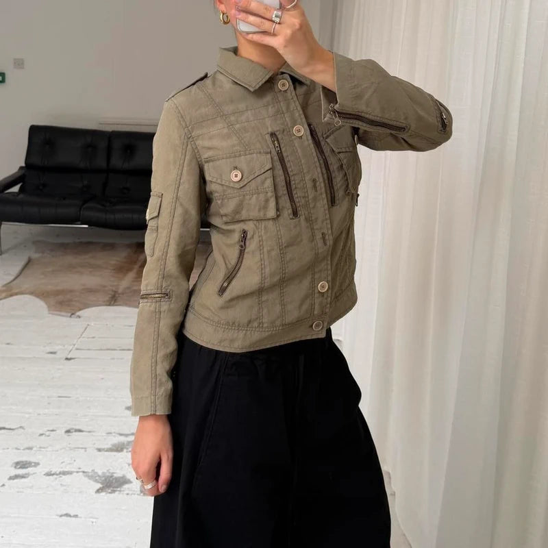 Aspesi Khaki Utility Cargo Jacket