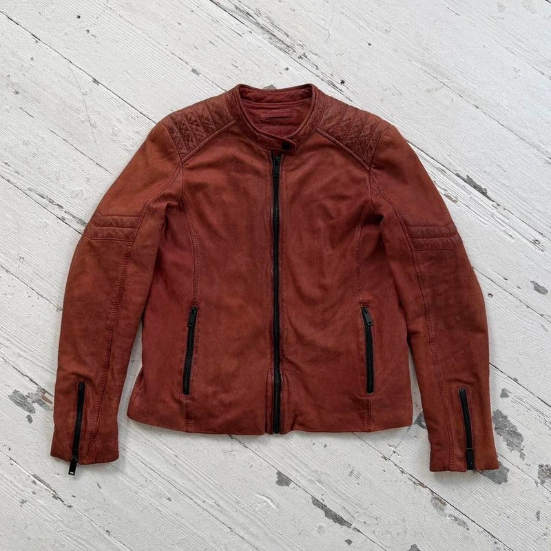 Italian Vintage Lambskin Leather Biker Jacket