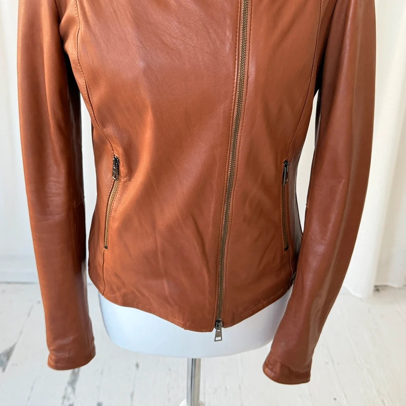 Italian Vintage Lambskin Leather Biker Jacket