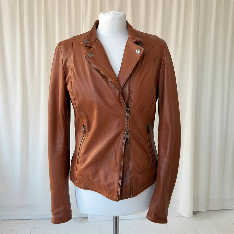 Italian Vintage Lambskin Leather Biker Jacket
