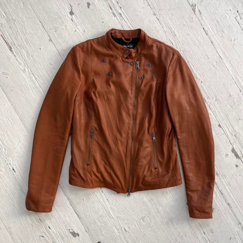 Italian Vintage Lambskin Leather Biker Jacket