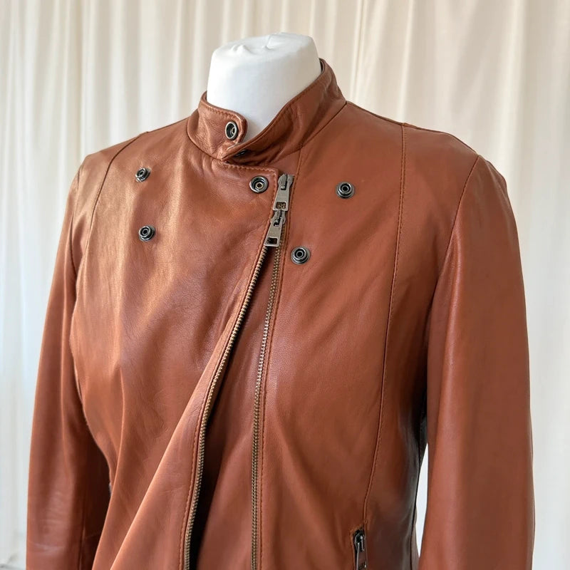 Italian Vintage Lambskin Leather Biker Jacket