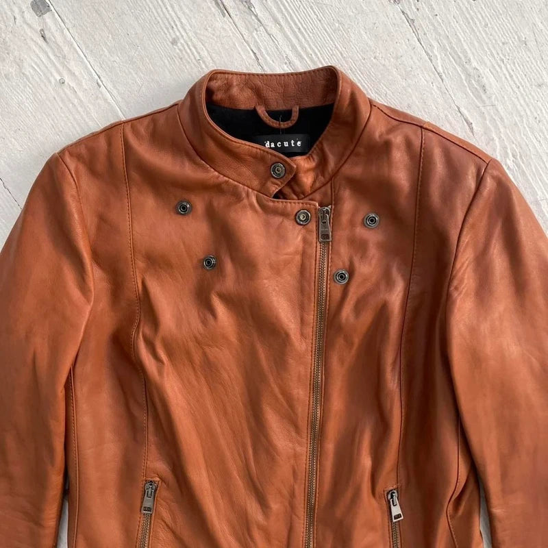 Italian Vintage Lambskin Leather Biker Jacket