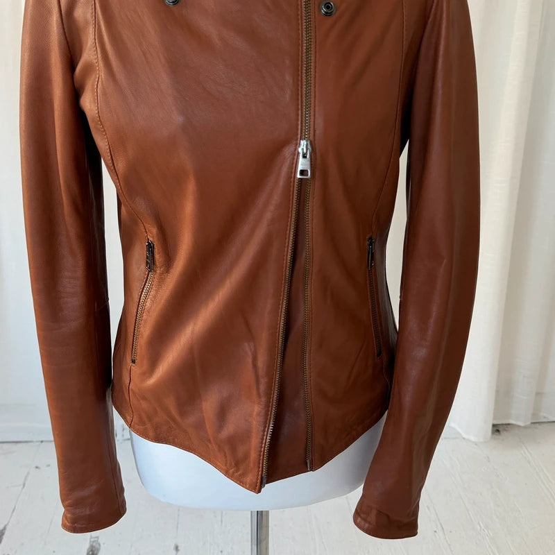 Italian Vintage Lambskin Leather Biker Jacket