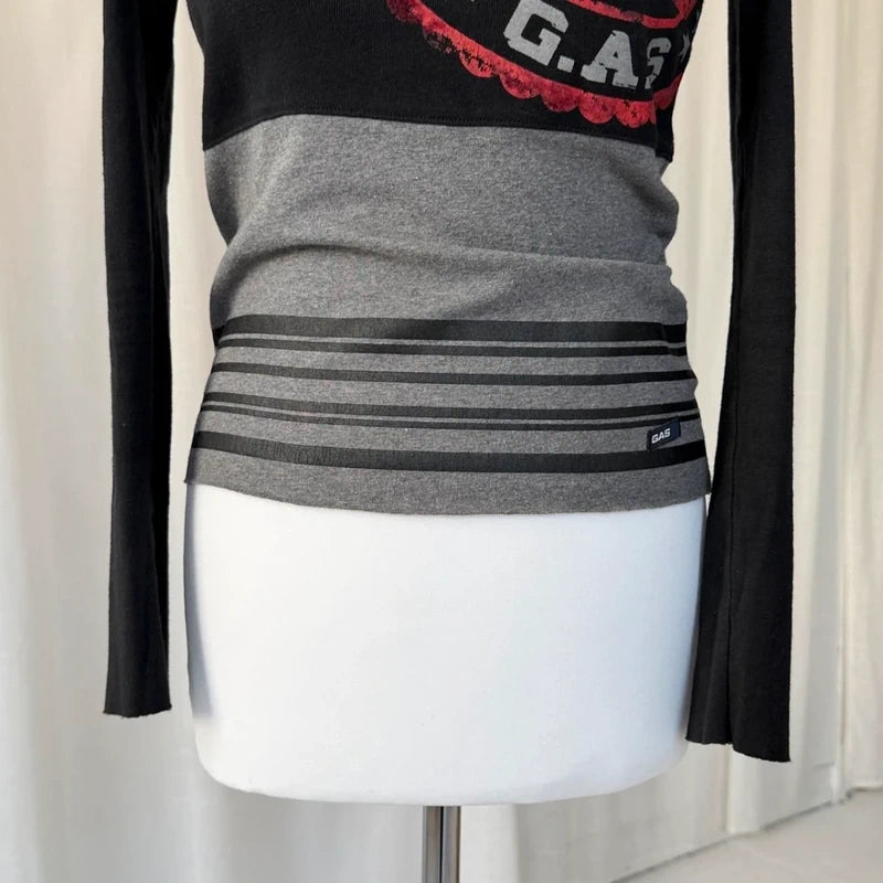 00s Graphic Print Long Sleeve Top
