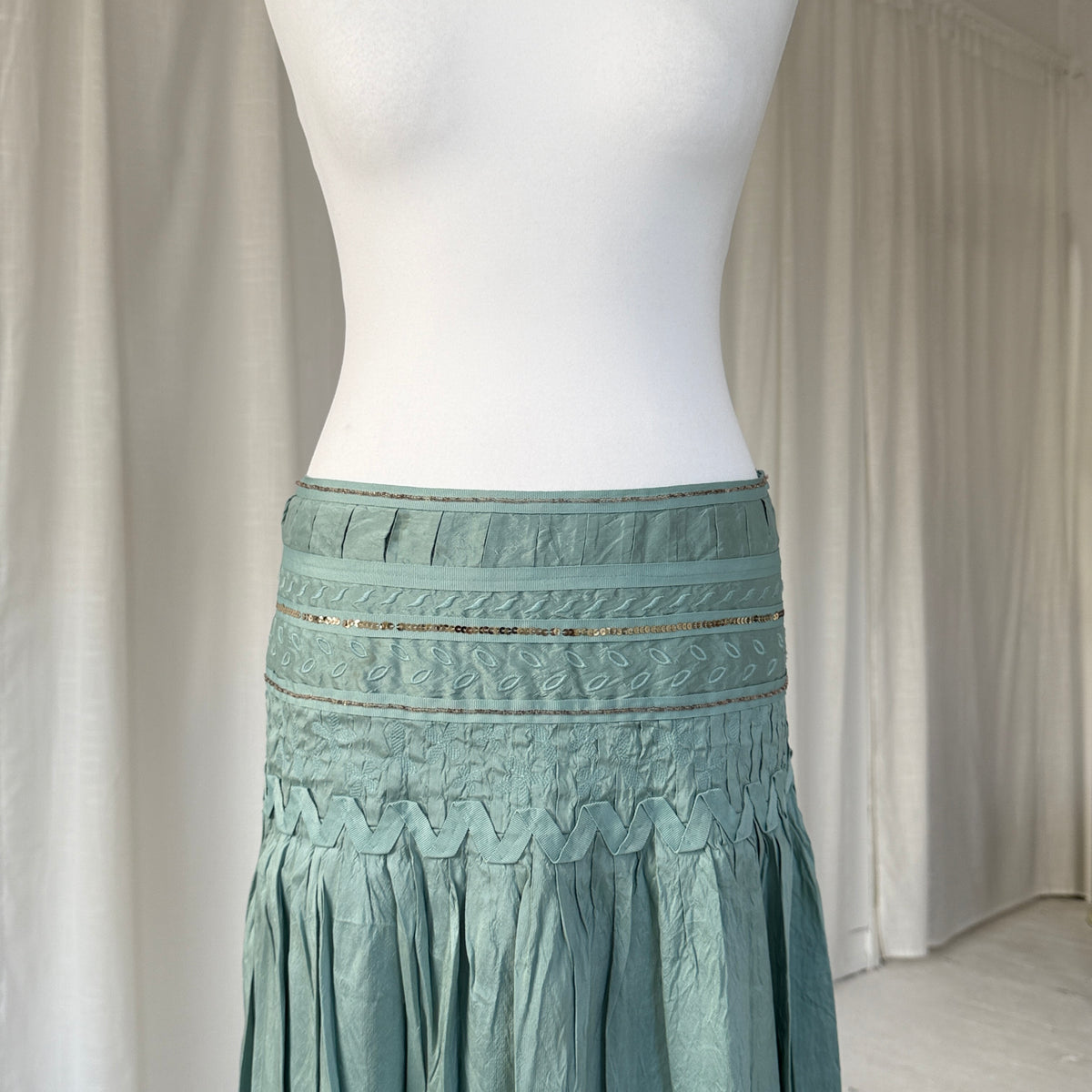 Light Blue Pleated Silk Skirt