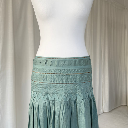 Light Blue Pleated Silk Skirt