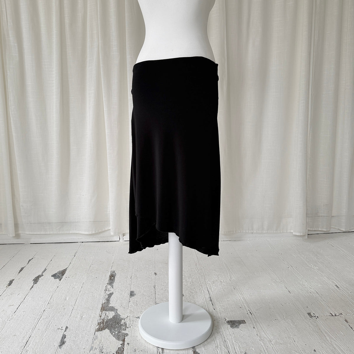 Black Silver Hardware Midi Skirt