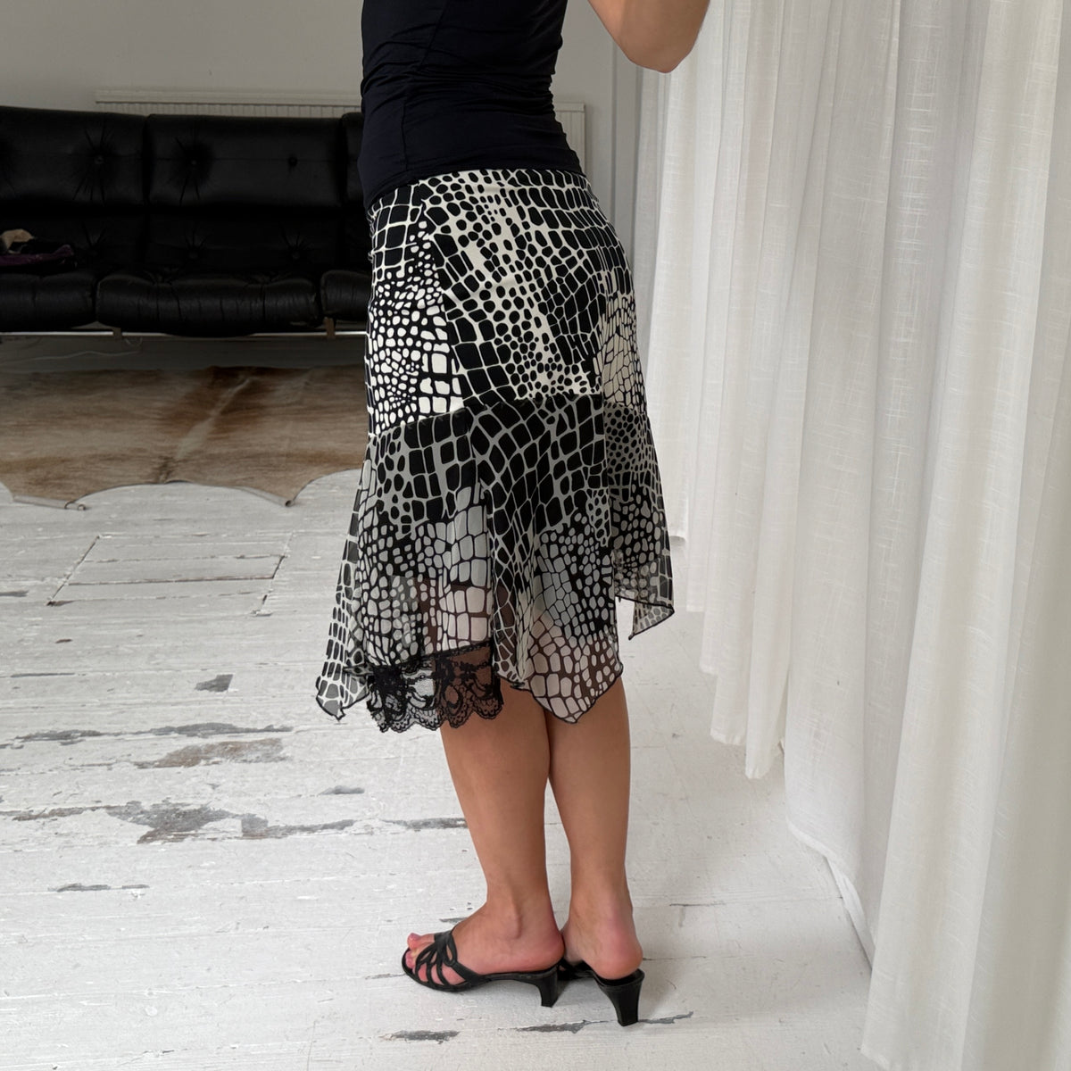 Morgan de Toi Animal Print Midi Skirt