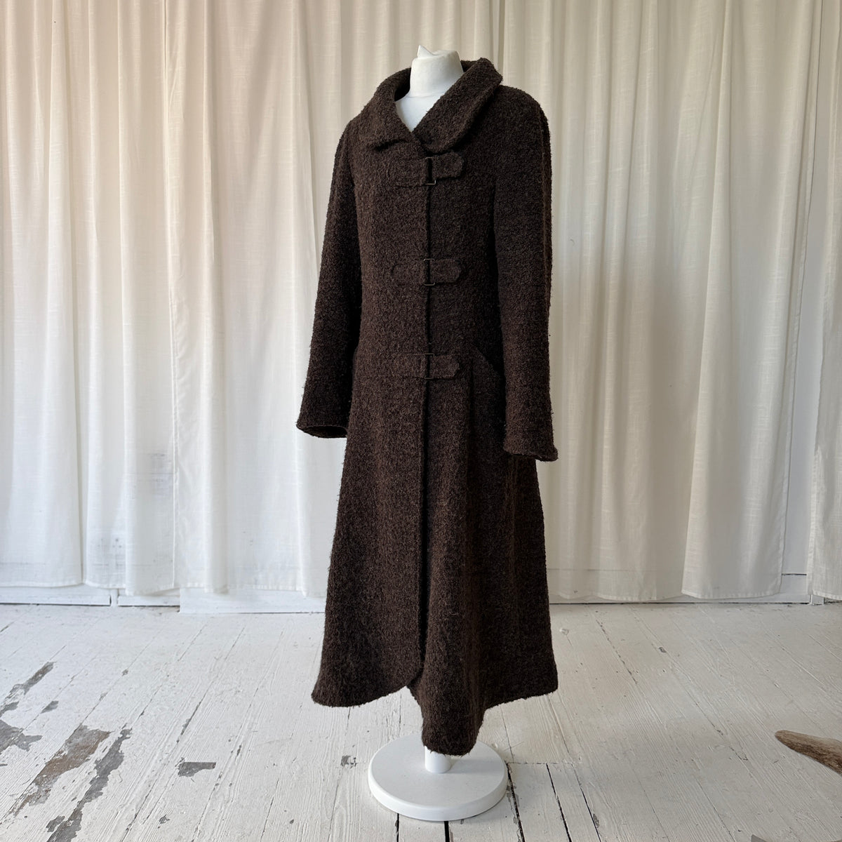 1990s Brown Textured Wool Blend Winter Coat