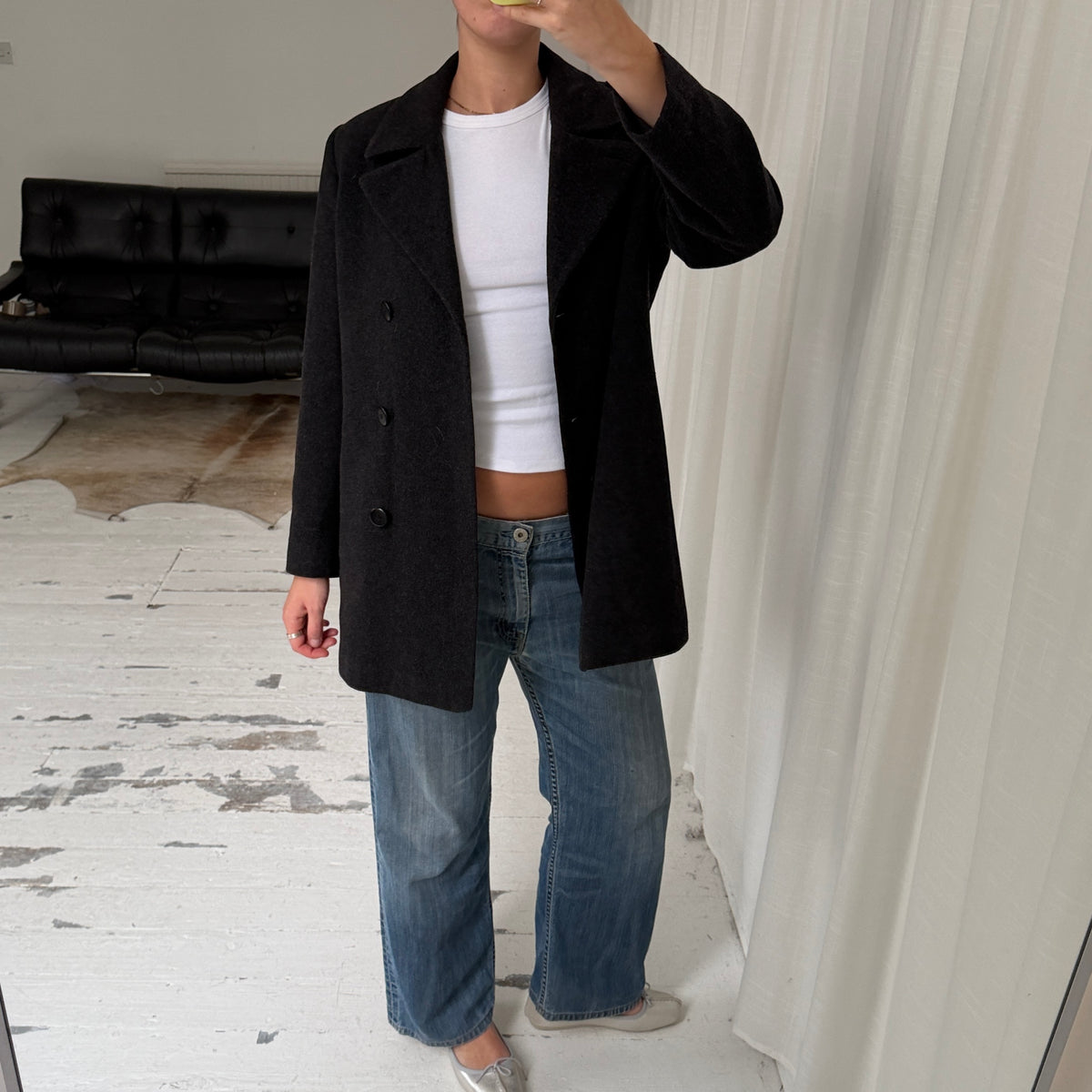 Charcoal Grey Wool Peacoat