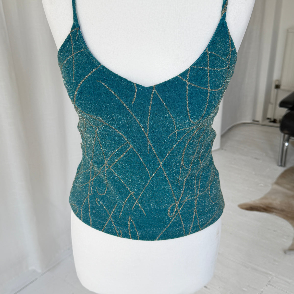 2000's Turquoise Strappy Backless Top