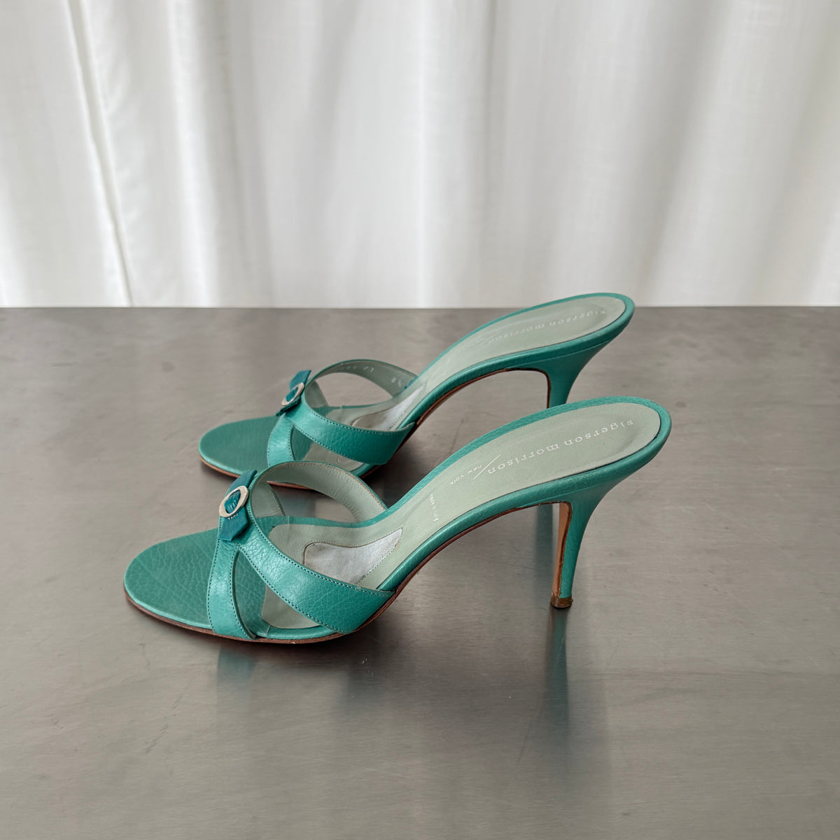 Sigerson Morrison Turquoise Leather Mule Heels