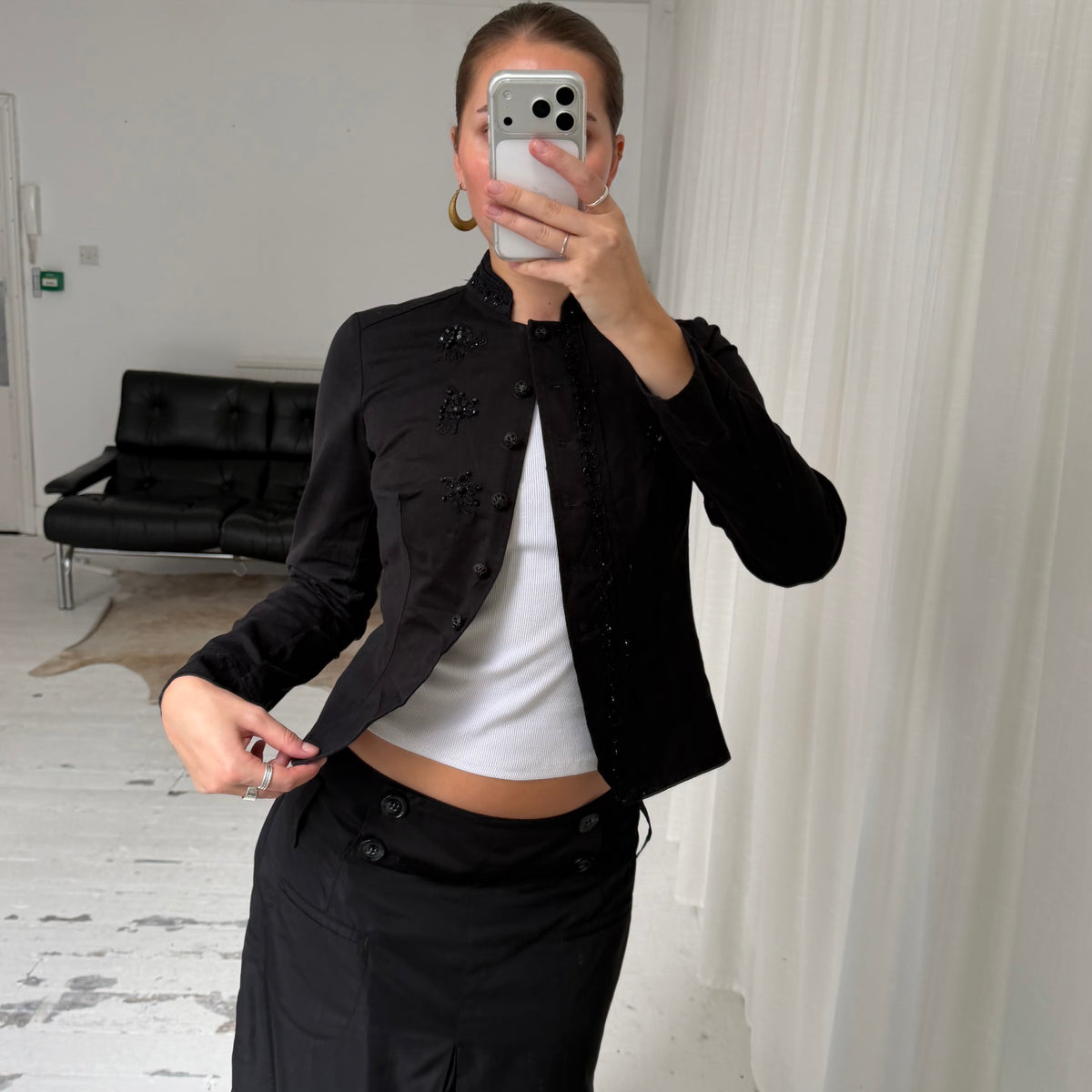 Promod Black Beaded Fitted Jacket