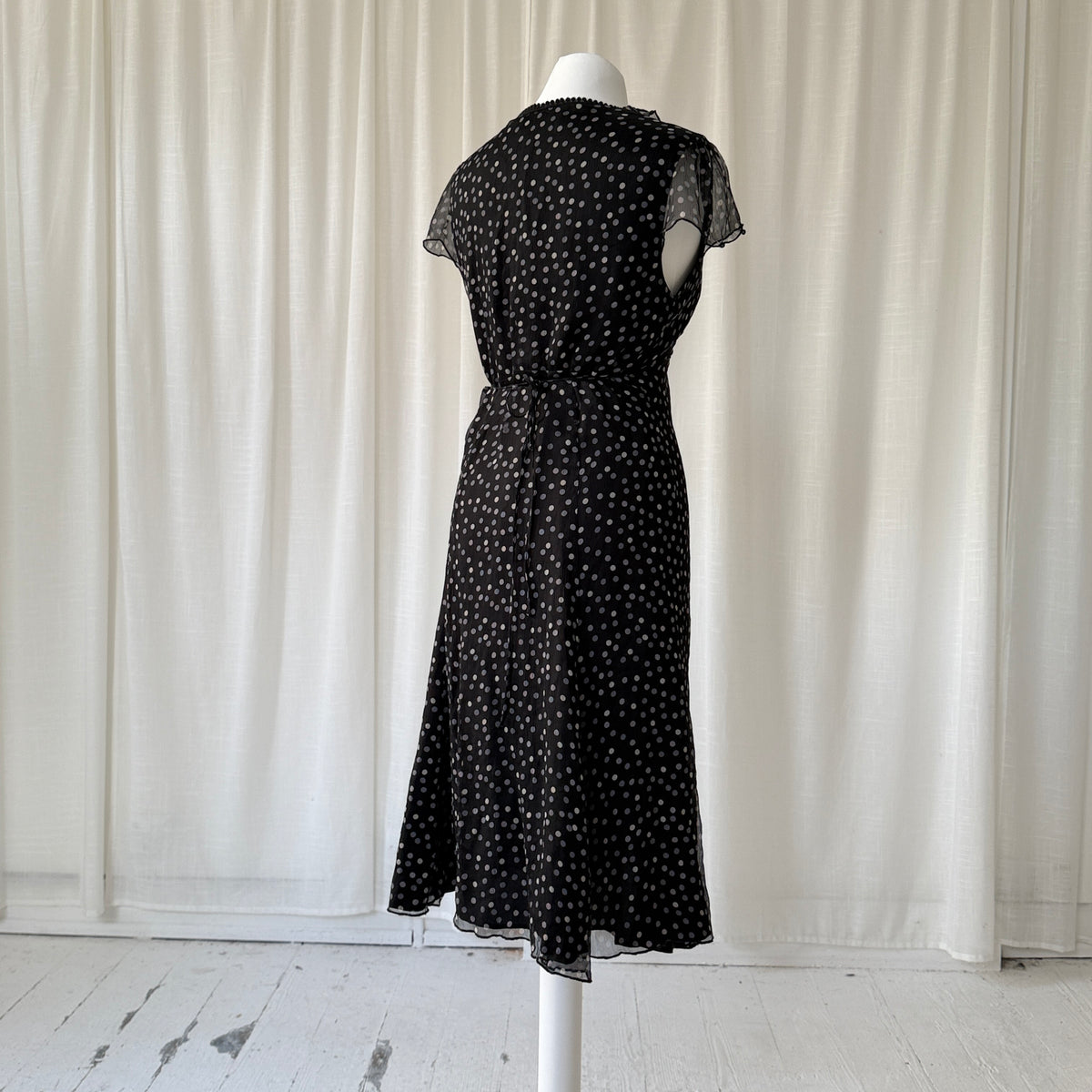 Polka Dot Silk Midi Dress