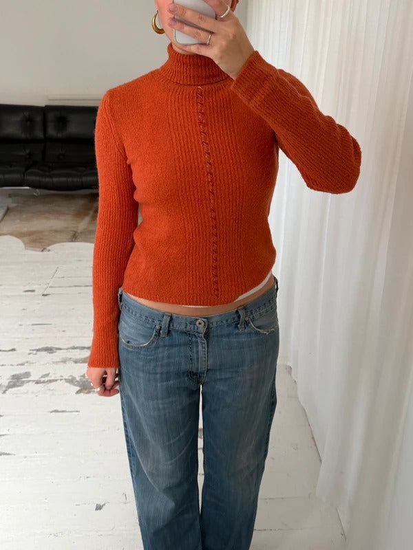 Orange Rollneck Knit Jumper