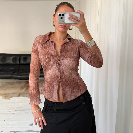 Italian Vintage Sheer Lace Shirt