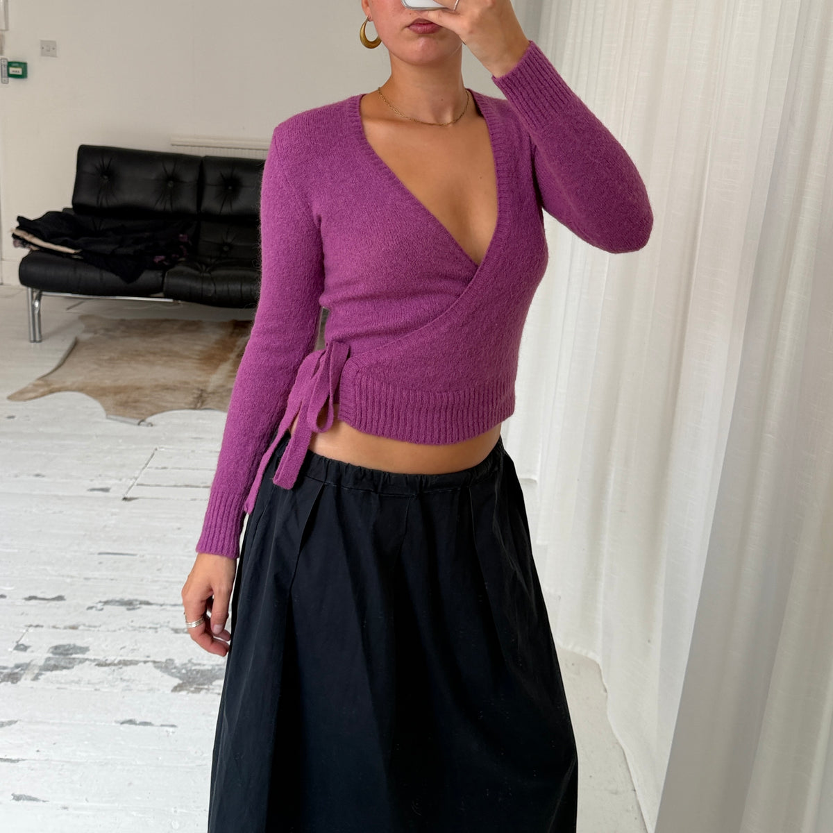 Pink Mohair Wrap Knit Jumper