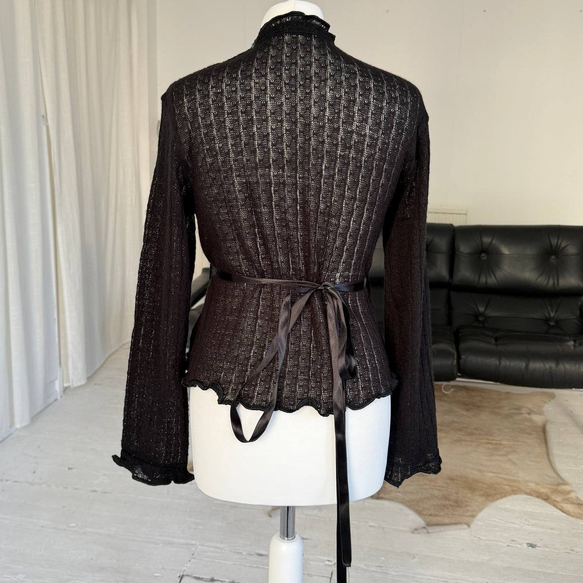 Italian Vintage Pointelle Knit Wrap Top