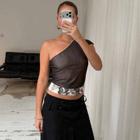 Asymmetric Layered Mesh One Shoulder Top