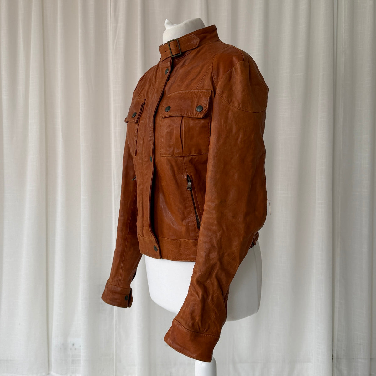 Italian Vintage Leather Biker Jacket