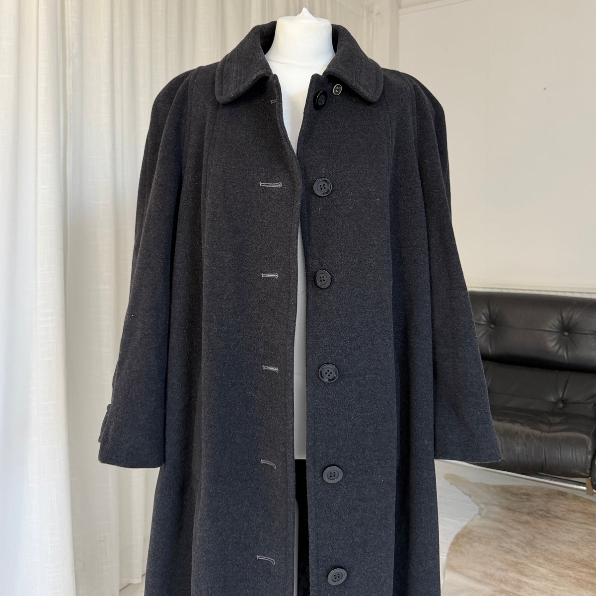 Charcoal Grey Wool & Cashmere Overcoat