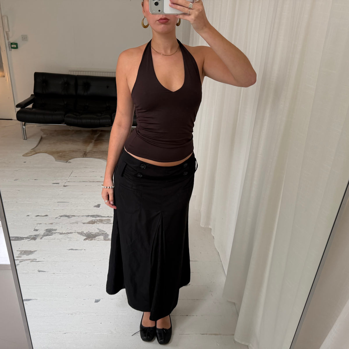 1990s Brown Halterneck Top