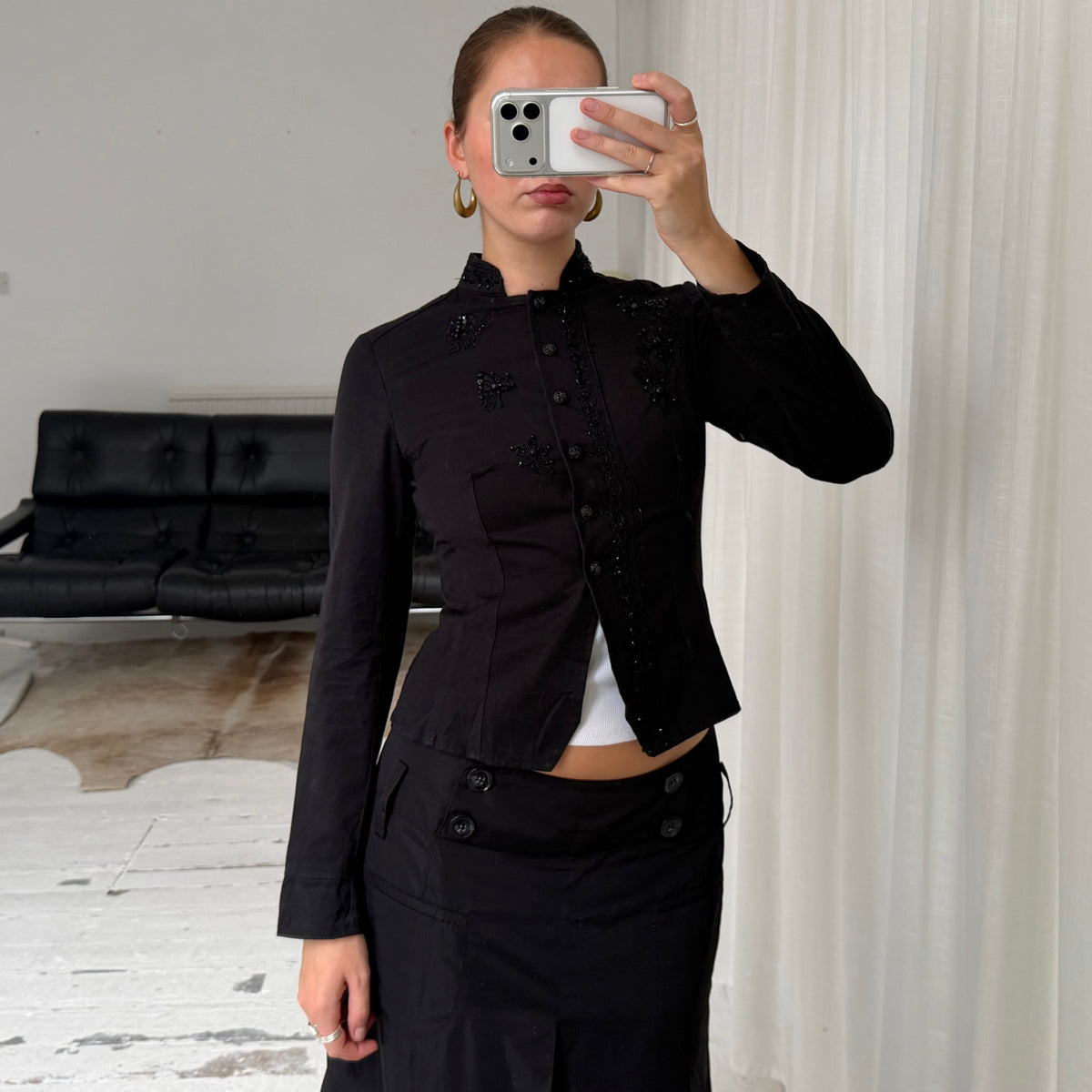 Promod Black Beaded Fitted Jacket
