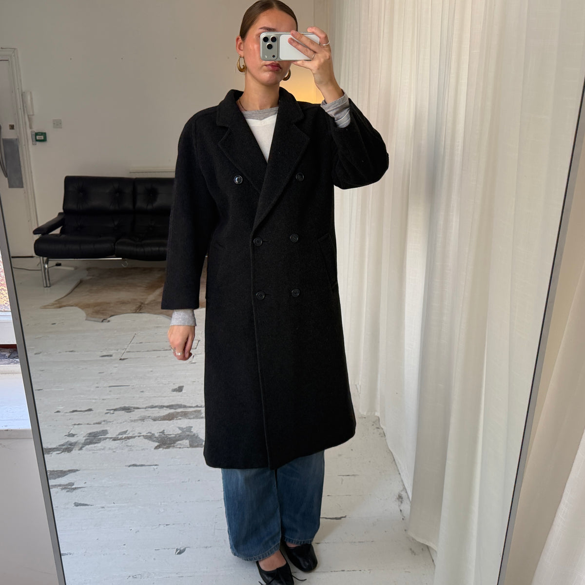 Charcoal Grey Wool Overcoat