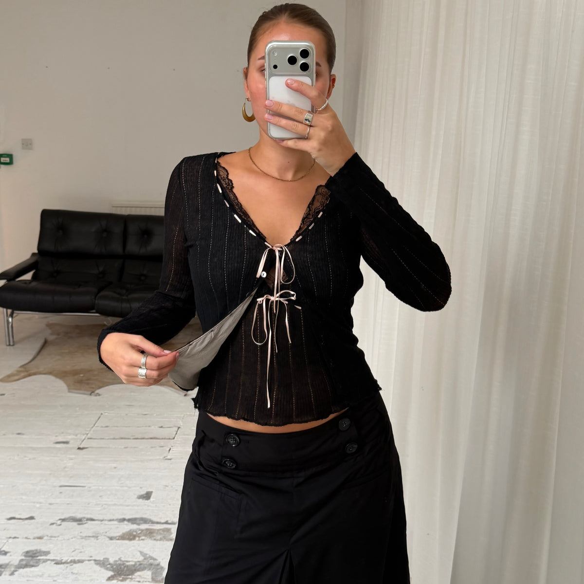 Pointelle Knit Cami & Cardigan Two Piece Set