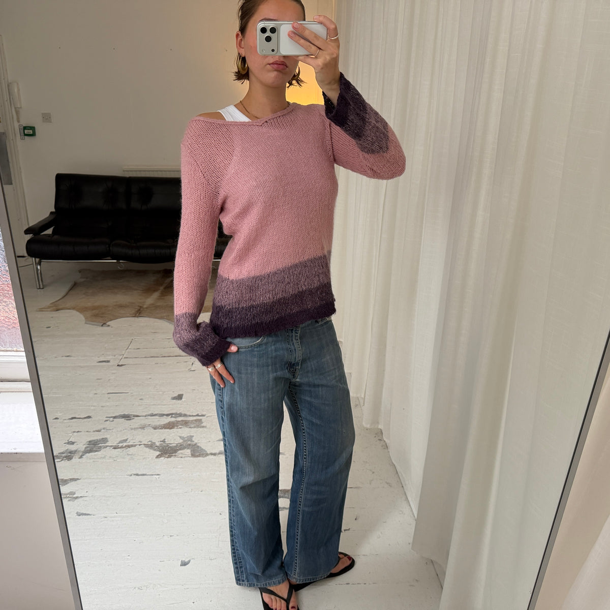 Pink & Purple Ombre Mohair Blend Jumper