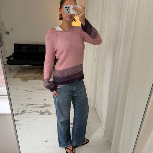 Pink & Purple Ombre Mohair Blend Jumper