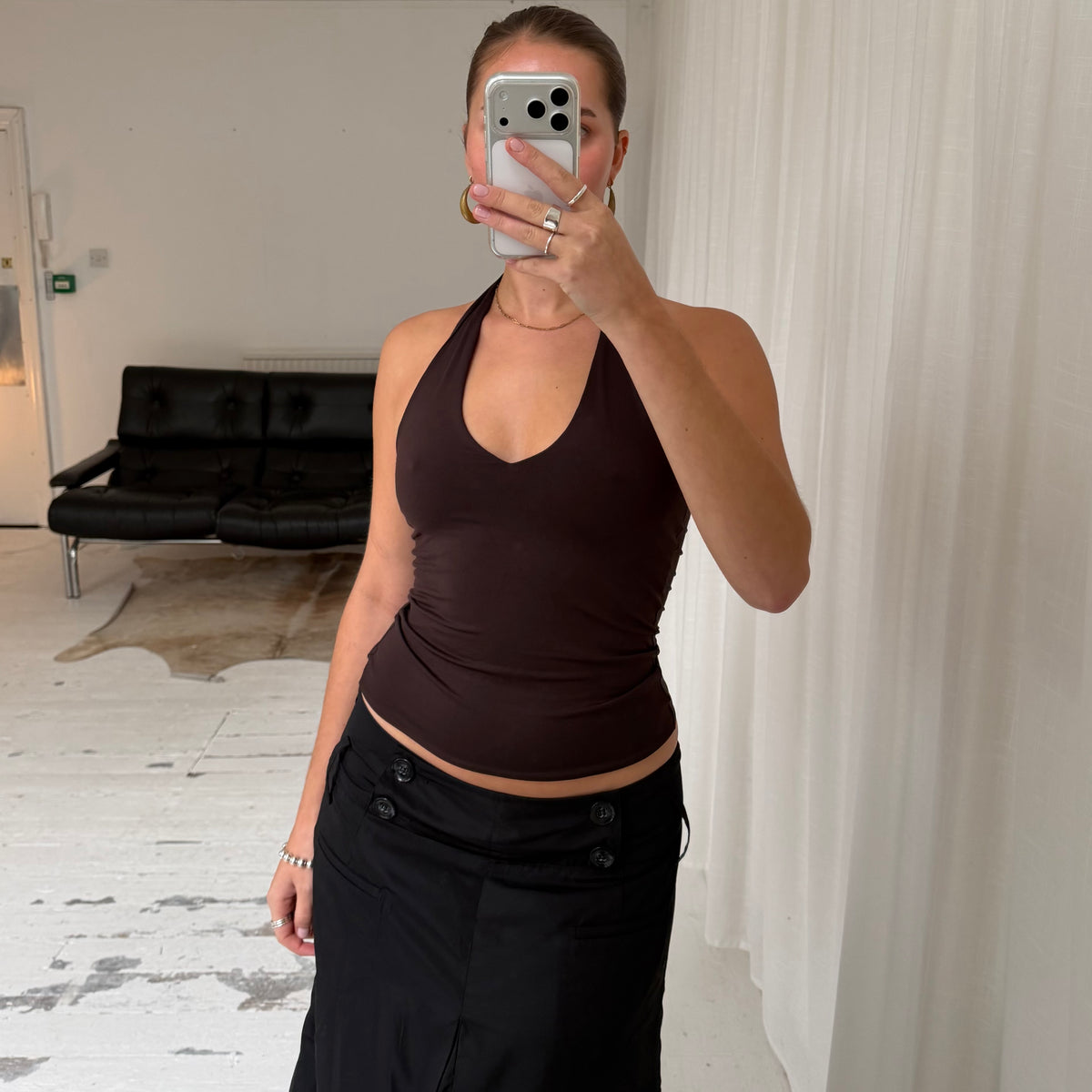 1990s Brown Halterneck Top