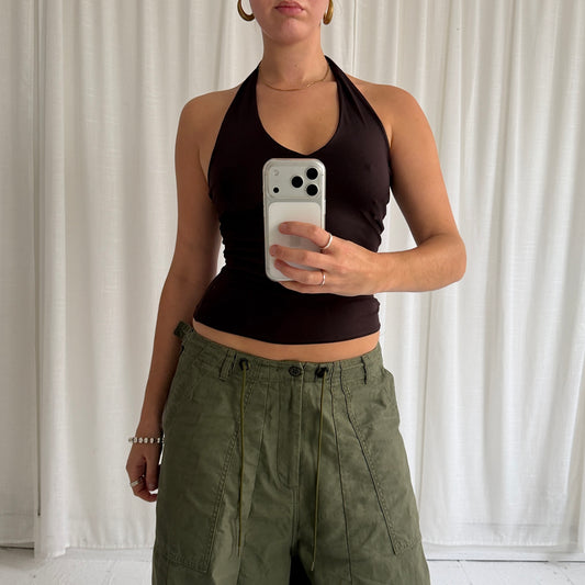 90s Brown Halterneck Top