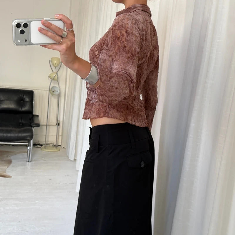 Italian Vintage Sheer Lace Shirt