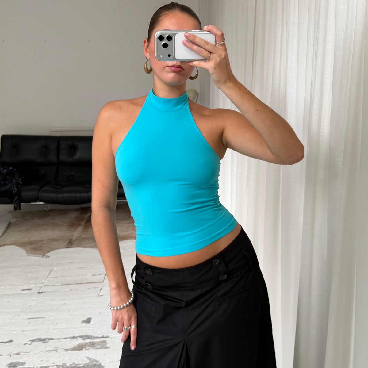 Turquoise Halter Neck Top