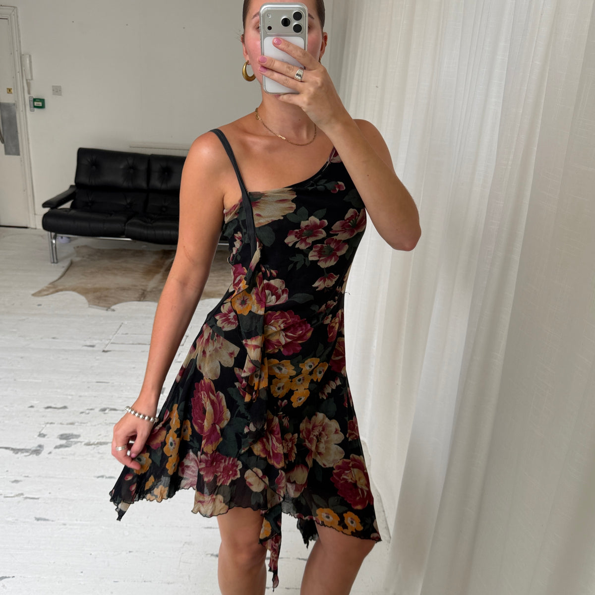 Floral One Shoulder Asymmetric Dress