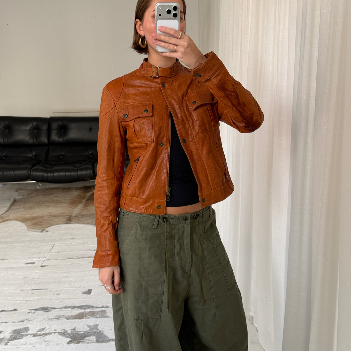 Italian Vintage Leather Biker Jacket