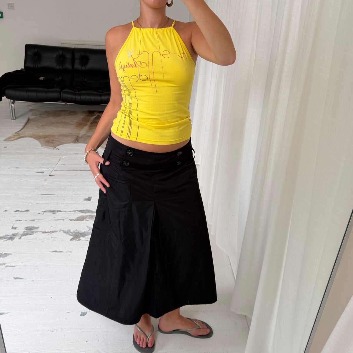 Yellow Graphic Halterneck Top