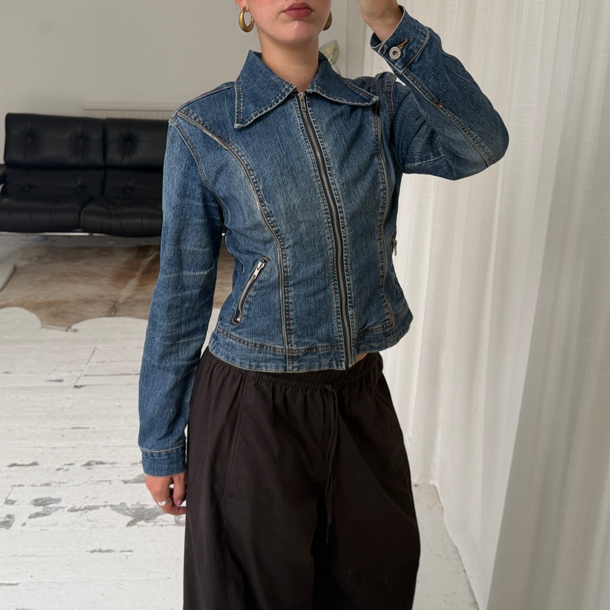 Denim Jacket with Zips