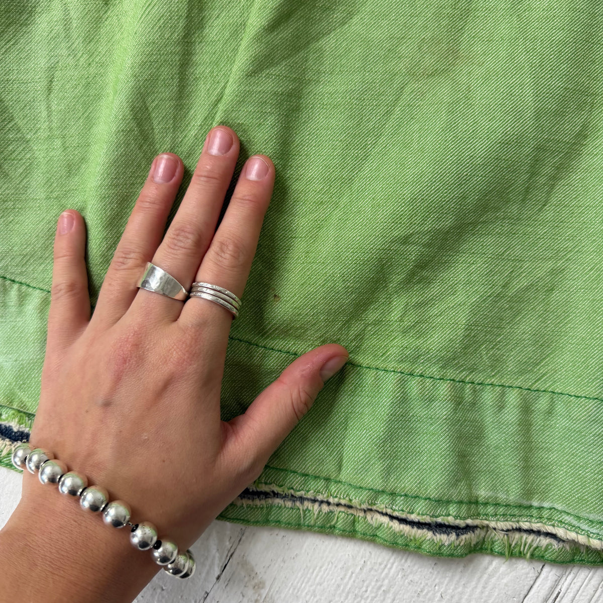 Miss Sixty Green Pleated Denim Midi Skirt