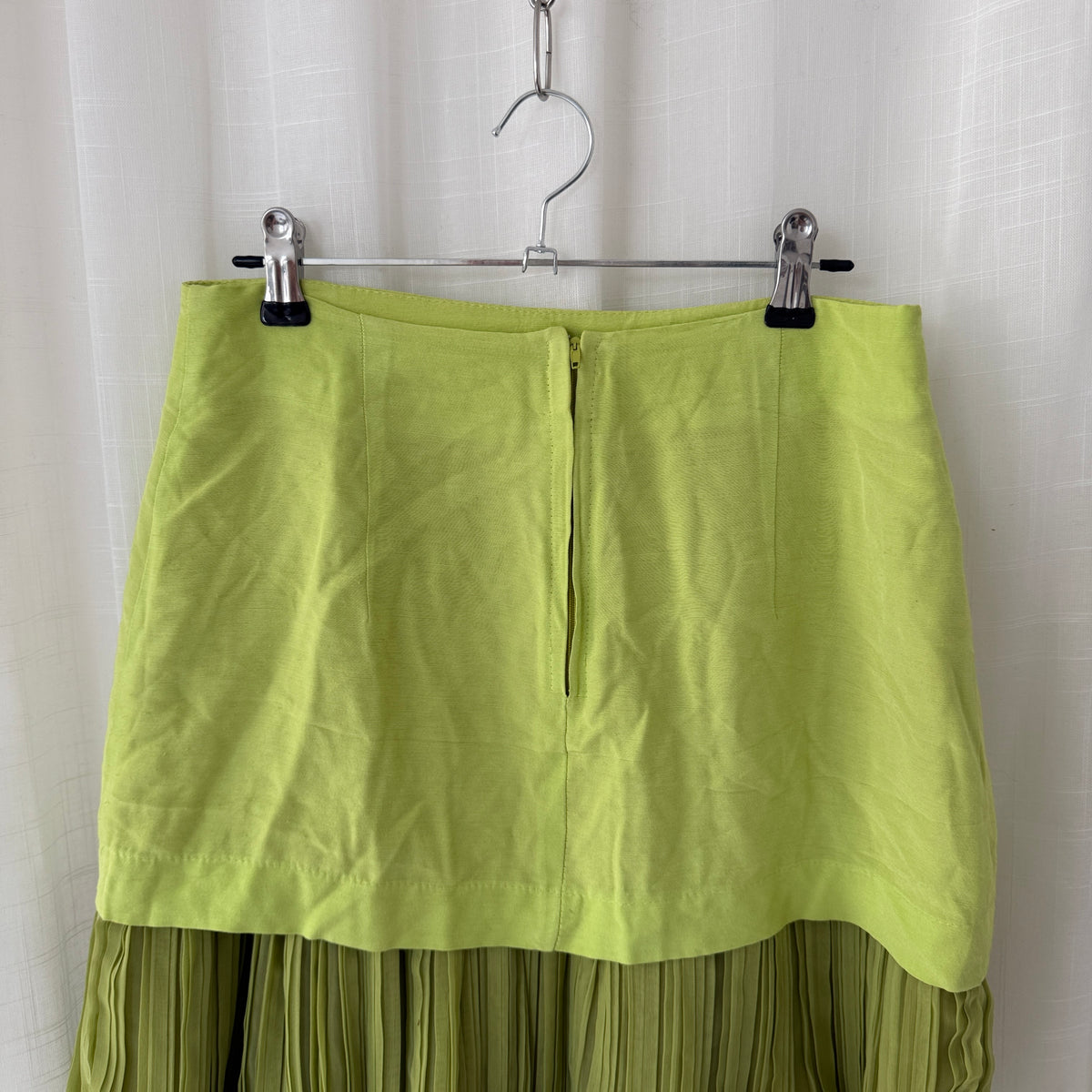 Lime Green Pleated Mini Skirt