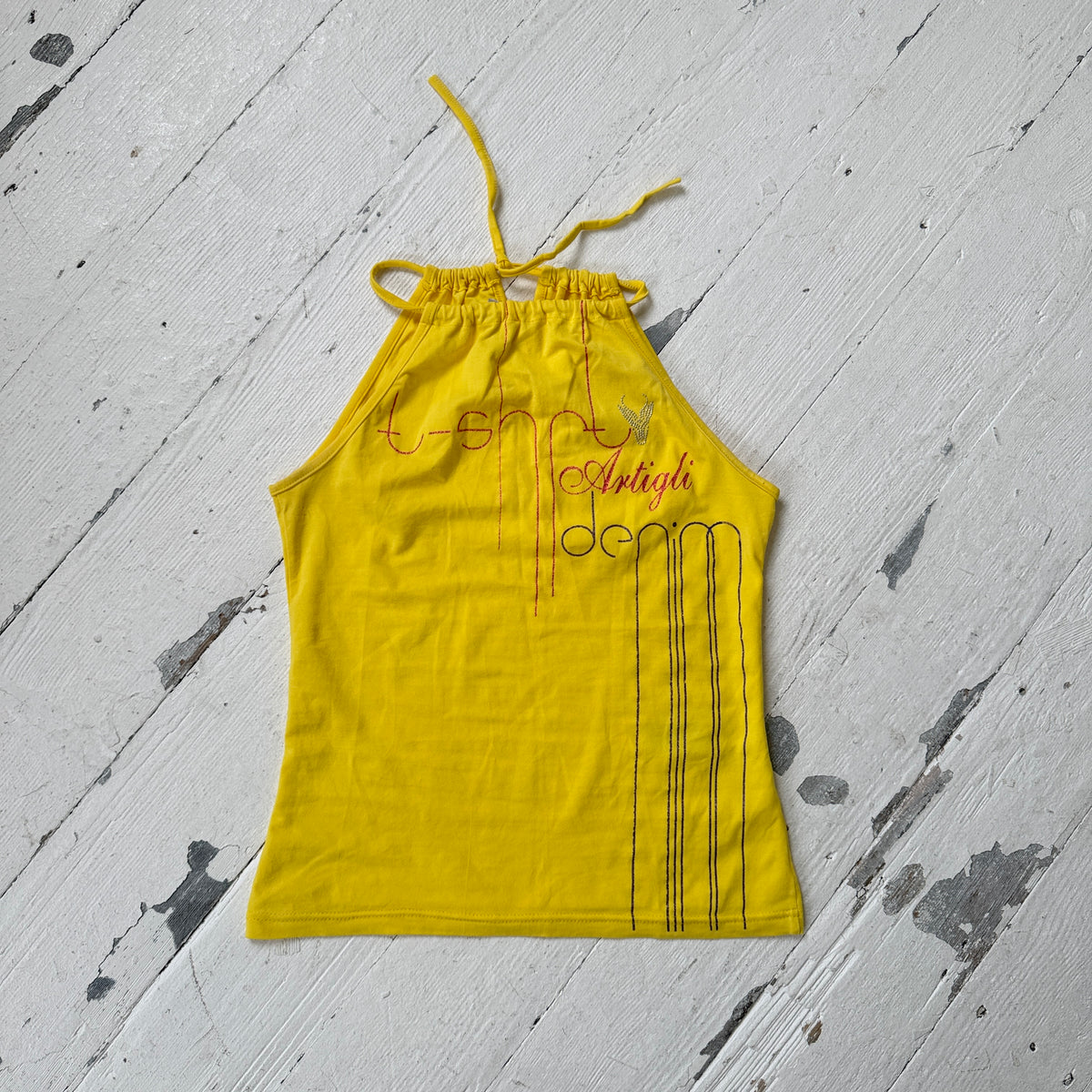 Yellow Graphic Halterneck Top