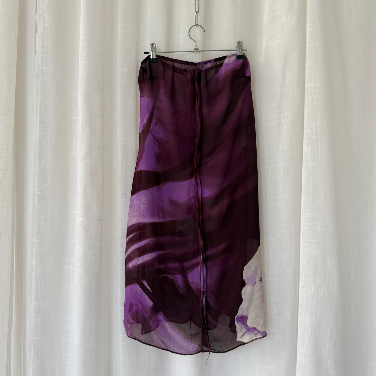 Purple Floral Strapless Midi Dress