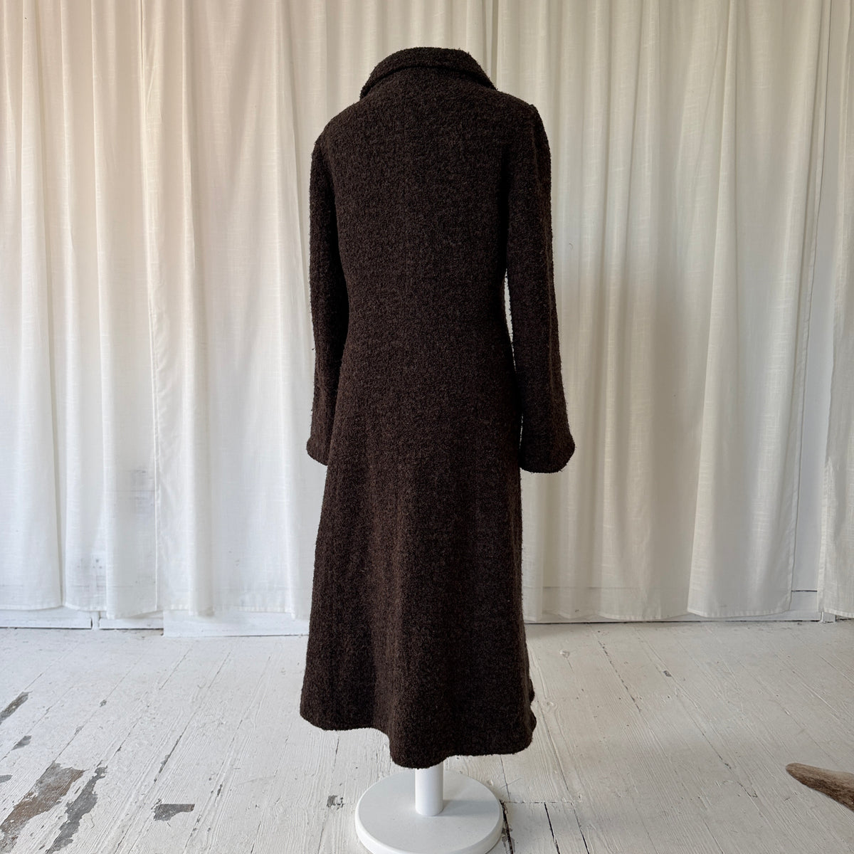 1990s Brown Textured Wool Blend Winter Coat